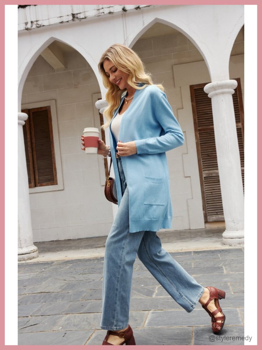 Long Lightweight Cardigan with Pockets for Women - Soft Knit Open Front - Picture 6 of 6
